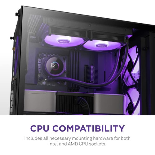 NZXT Kraken 240 RGB Schwarz All In One 240mm Intel/AMD CPU Wasserkühler LCD Display - Bild 2 von 8