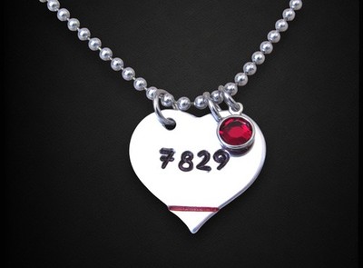 Fire Fighter Necklace, Wife, Mom, Daughter Heart Necklace with Badge Number 