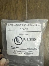 Cat6 RJ45 Keystone Jack Shielded Network LAN  110 Punch Down 8P8C 5-pack BLACK