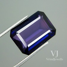Certified 13.80 Ct Natural Purple Tanzania Tanzanite Emerald Cut AAA Gemstone