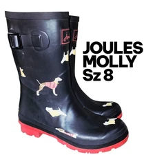 JOULES "DOG SHOW" MOLLY Black Midi Outdoor Rain Mud Farm Work Beach Logo Boots