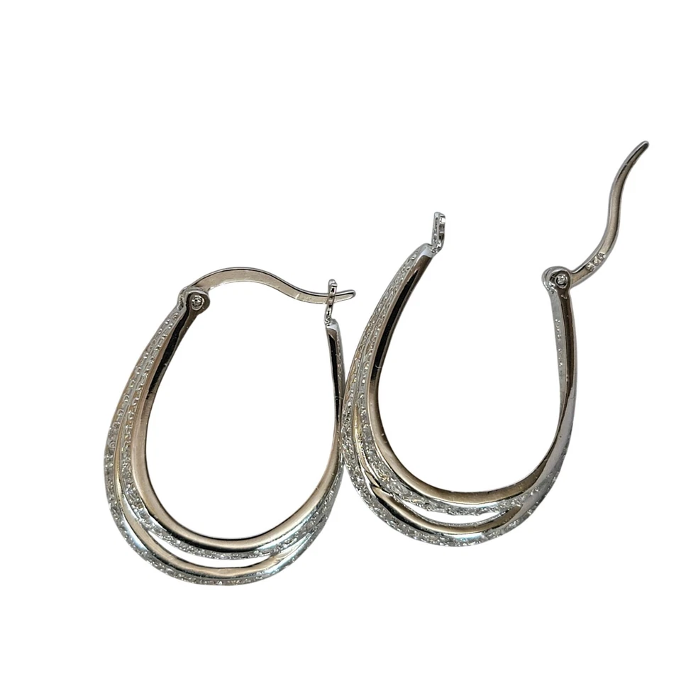 Pendientes de lágrima de plata esterlina circonita cúbica colgantes de aro vintage de 1 pulgada Foto 2 de 4