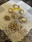Trifari Vintage Gold Tone 7 Single Clip On Earrings Parts Repair Craft T-98
