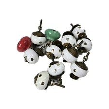 Round White Polka Dot Ceramic/Porcelain Door Drawer Knobs Pulls Dresser cabinet