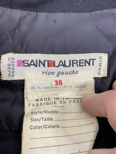 Vtg 80s Saint Laurent Rive Gauche Wool Blouse Black, Size 36 - Picture 9 of 10