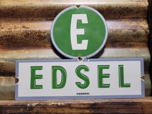 VINTAGE EDSEL PORCELAIN SIGN OLD AUTOMOBILE DEALER SALES SERVICE CAR AUTO GARAGE