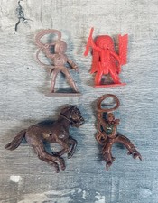 Vintage Cowboys And Indians Brown And Red Action Figures Lot Of 4