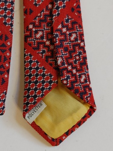Vintage Towncraft Necktie 60/70s MCM Penney's Polyester Red Picnic Tie Plaids - Picture 3 of 8