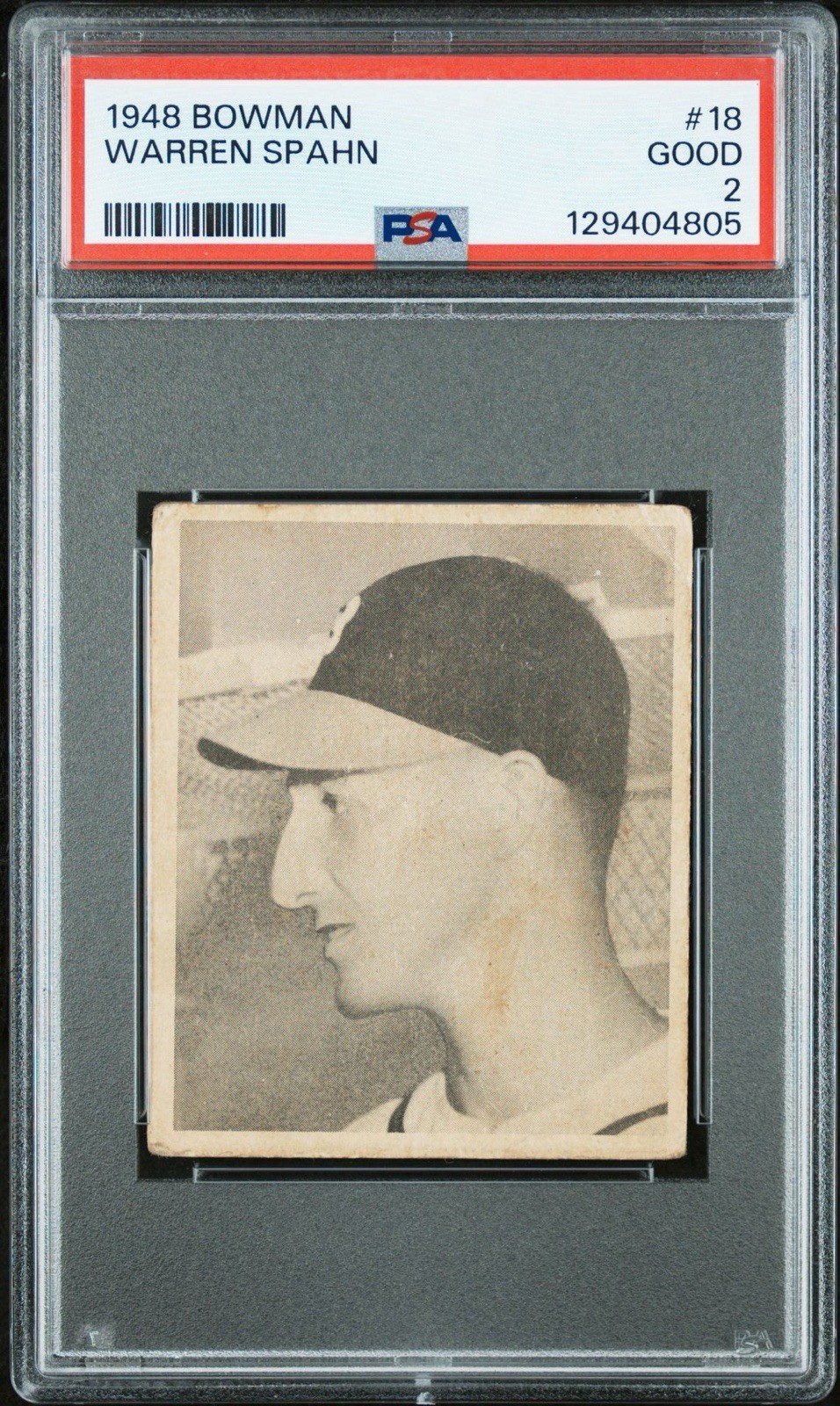 1948 Bowman Baseball Warren Spahn Boston Braves Rookie Card #18 PSA 2