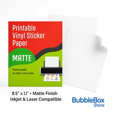 1000 Matte 8.5"x11" Printable Vinyl Sticker Paper for Inkjet Laser Waterproof