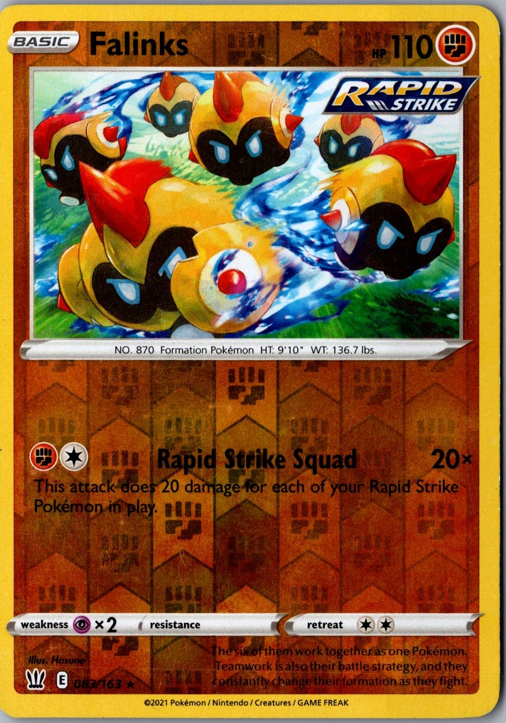 Falinks Reverse Holo 083/163 Rare SWSH05: Battle Styles LP Pokemon Card