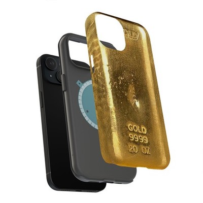 Tough Cases For Apple iPhone (17,16,15,14,13,12,11,X,8),Gold Bar 3 Print