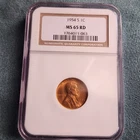 1954-S Lincoln Wheat Penny Cent NGC MS 65 RD