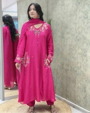 Women Ethnic Embroidered Kurti Pant With Duppta. Size S To 6 Xl.