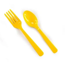 Yellow Forks & Yellow Spoons - 8 each