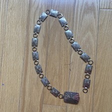 Vintage Concho Belt 70s Fiesta Stamped Southwestern Style Silver Tone Metal