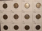 Lot of 12 Buffalo Indian Head Nickels 1913-34 All Different Dates. Partial Dates