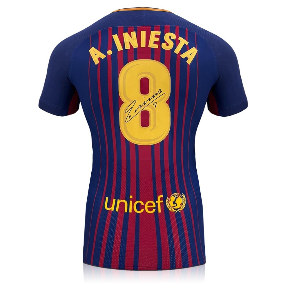 Andres Iniesta Barcelona 2017-18 Signed Authentic Match Worn Jersey