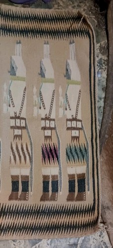 **AWESOME VINTAGE NATIVE AMERICAN NAVAJO RUG LULA BROWN 24x36 VERY FINE! * - Bild 13 von 16