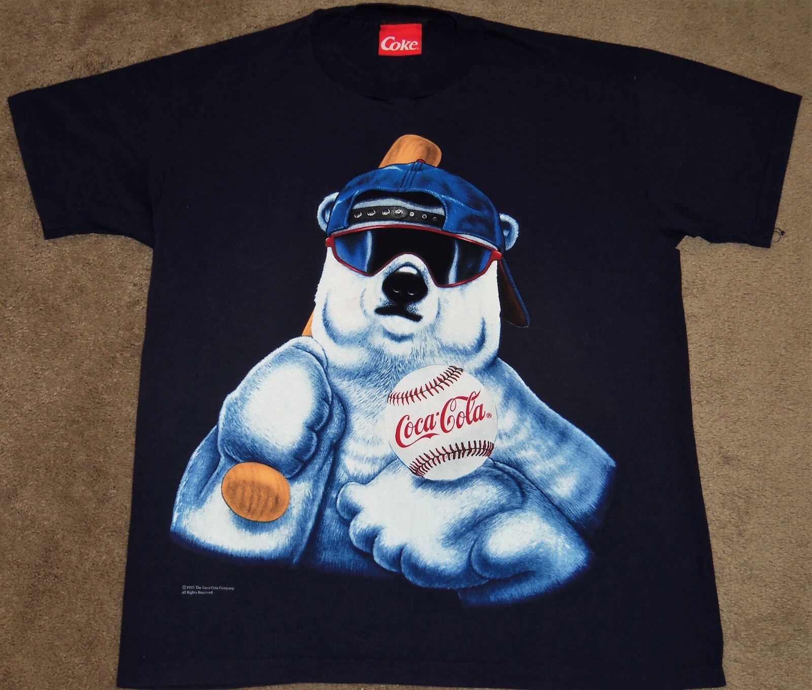 VINTAGE 90's COCA-COLA POLAR BEAR 1995 BIG LOGO C… - image 2