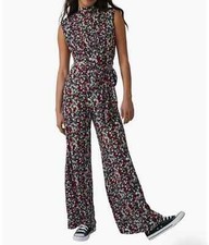 NWT Free People Vibe Check Jumpsuit Black Ditsy Shell Combo 148 - L