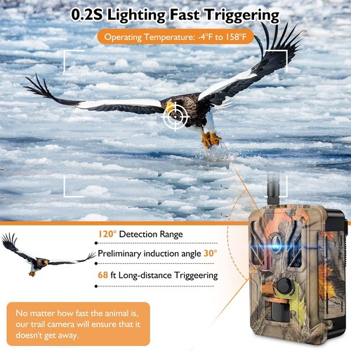 Solar Trail Camera WiFi 4K Wildlife Hunting Game Nightvision Waterproof 32G Card - Picture 5 of 10