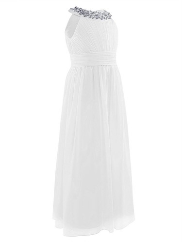 Vestido largo de gasa con flores para niños niñas vestido de dama de honor boda concurso formal evento - Imagen 64 de 78