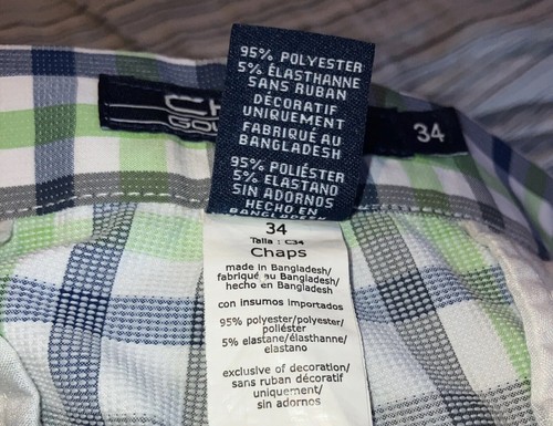 Ralph Lauren Chaps Golf 78 Flat Front Shorts Mens Size 34 Plaid Lime Green Navy - Picture 4 of 6