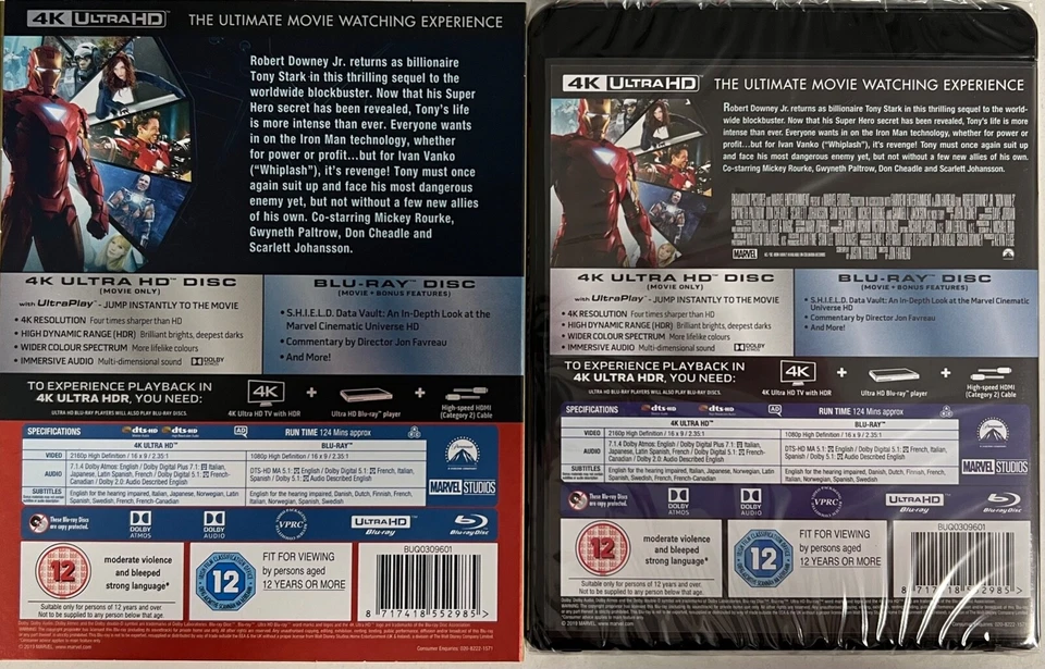 Iron Man 2 - Marvel Studios 4K UHD / Blu Ray / Slipcover -New Sealed REGION FREE - Image 2 of 2