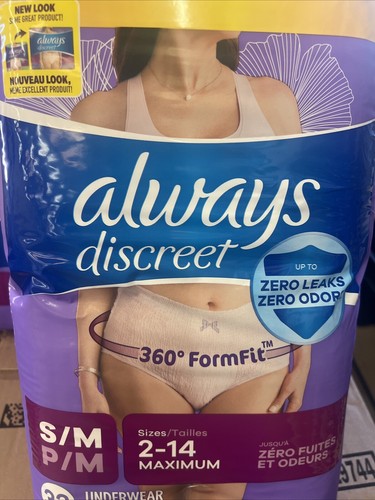 2 Packs of 32 = 64 Total Always Discreet Incontinence Underwear Womens 2/m 2-14 - Picture 2 of 2