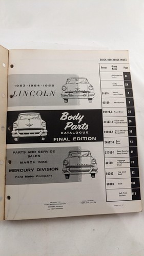 1955 Lincoln Body Parts Catalogue Ford Motors Company - Picture 5 of 11