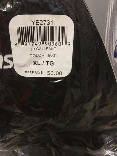 NEW ASICS Junior Cali Pant Athletic Pants Black Girls Jr. XL YB2731 dance, bball - Picture 4 of 5