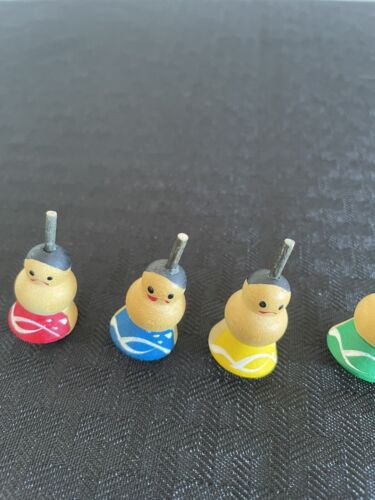 Lot of 5 Vintage Spinning Top SUMO Japanese Toy Miniature Face Body Hand Painted - Picture 11 of 12