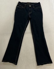 Southpole Jeans Women s 9 Blue Dark Wash Flare Leg Embroidered Distressed Y2k