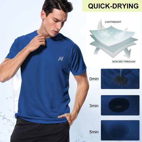 Men's T-Shirt UPF 50+ Sun Protection Long/ Short Sleeve T-Shirt Sport Shirts - Picture 120 of 178