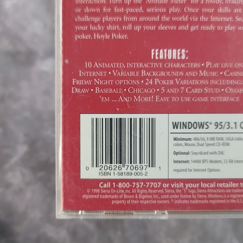 Hoyle Classic Poker PC CD Rom Videospiel 24 Variationen 1998 - Bild 4 von 4