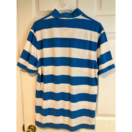 Tommy Hilfiger Polo Shirt Mens Size M Blue White Stripe Rugby Logo Vintage 90s - Picture 2 of 7