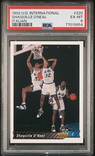 1992 UPPER DECK INTERNATIONAL 220 SHAQUILLE O'NEAL ITALIAN psa 6