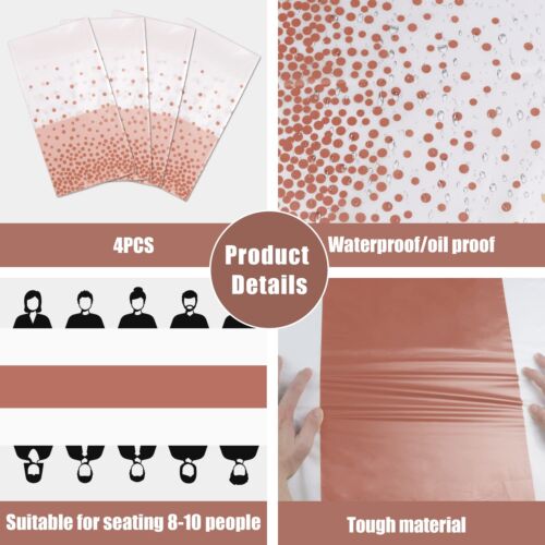 4 Pack Disposable Plastic Table Clothswhite And Rose Gold Rectangle Table Covers - Picture 4 of 7