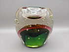 Vintage 1970s Controlled Bubble Glass Paperweight Murano Candle Holder 970g