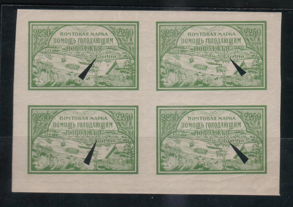 RUSSIA 1921 VOLGA RELIEF BLK OF 4 SCB14-B17 ,Z18-21 TYPE I & II WTK ON MARGINE - Image 2 of 4