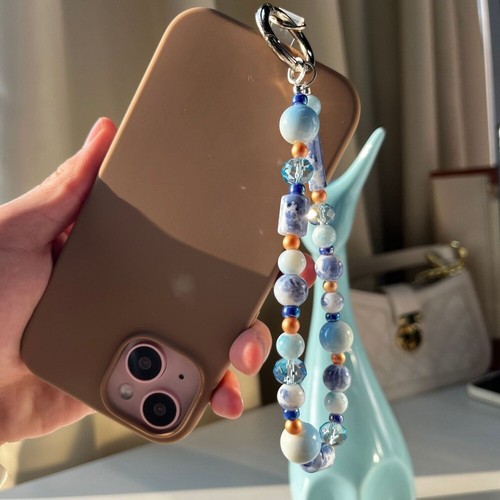 Hand-beaded Phone Hand Rope Crystal Car Keychain Ornament - Photo 7 sur 10