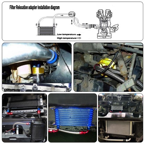 9 Row Engine Transmission Oil Cooler Kit+ Oil Cooler Sandwich Plate W/ Bracket  - Picture 10 of 10