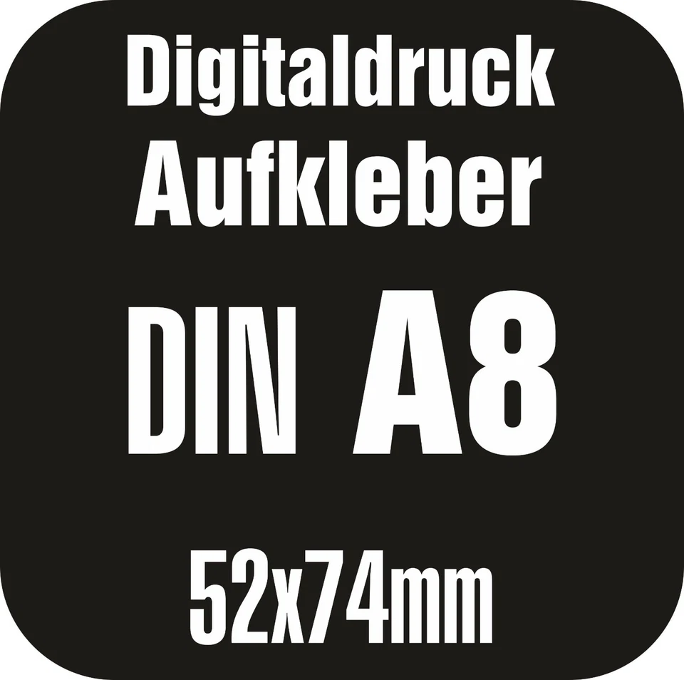 MOW-TRADING 240 Stück DIN A8 Aufkleber Sticker Etiketten Digitaldruck / Wunschdruck Druck