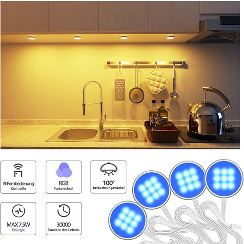 4pack LED Under Cabinet Lighting RGB Kitchen Closet Cupboard Light Display Lamp - Picture 8 of 14