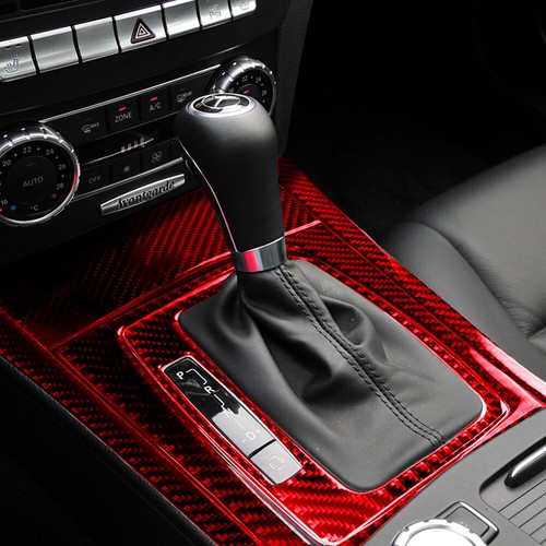 Red Carbon Fiber Gear Shift Panel Trim For Mercedes-Benz C Class W204 2007-2013 - Picture 10 of 17