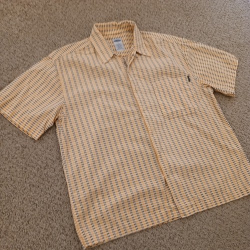 Old Navy Shirt Mens Medium Orange Gray Geometric Short Sleeve Button Up Cotton - Picture 4 of 8