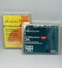 2 NEW Sealed Data Cartridges: Imation Travan NS 20GB + Head Cleaning NOS Vtg