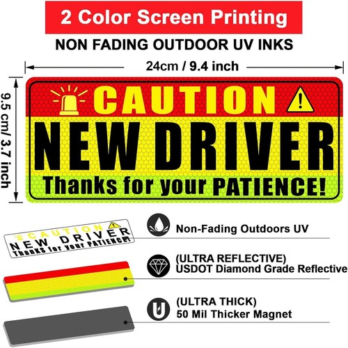 Student Driver Magnet Bumper Stickers For A New Driver Magnet Car Sign Pack Of 3 - Picture 2 of 3