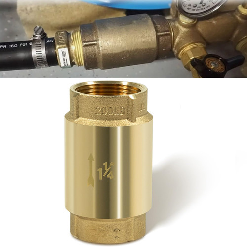 1-1/4 Inch Check Valve Brass In-Line Check Valve Female Pipe Thread One Way Back